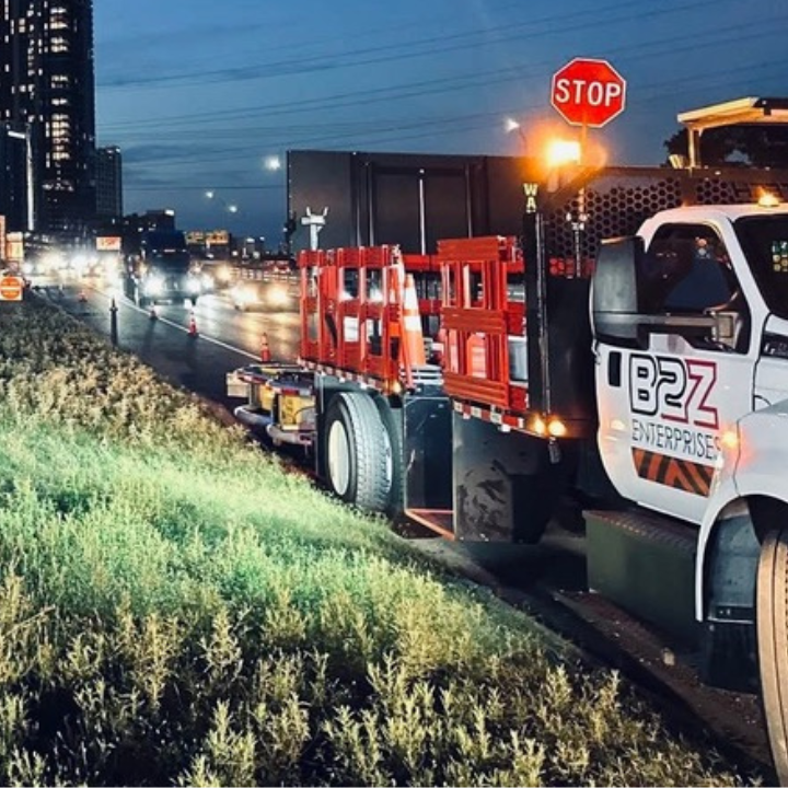 Traffic control deployment in Austin TX at night