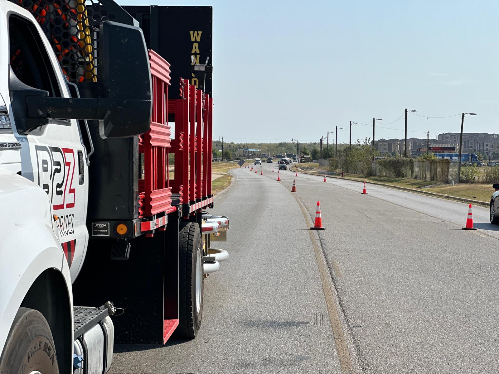 Buda Texas traffic control for lane shift