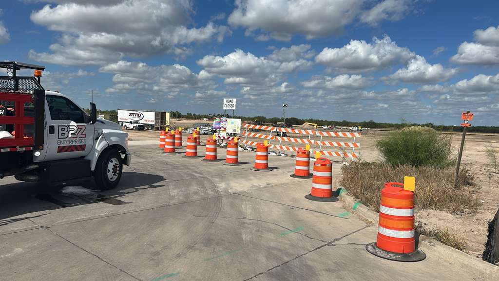 Temporary Traffic Control in McAllen Texas for Amazon fulfillment center construction site