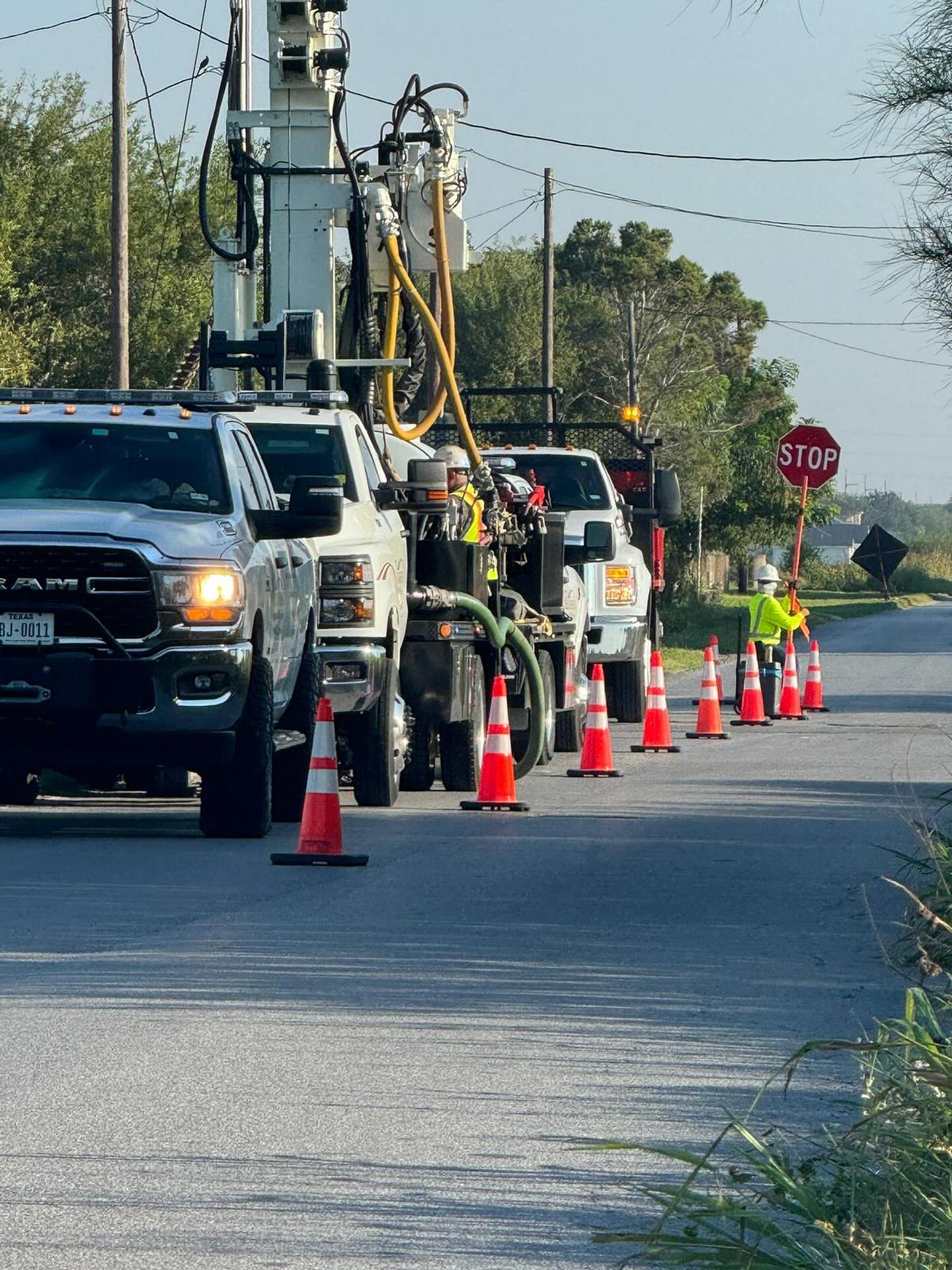 harlingen traffic control certified flagger at work